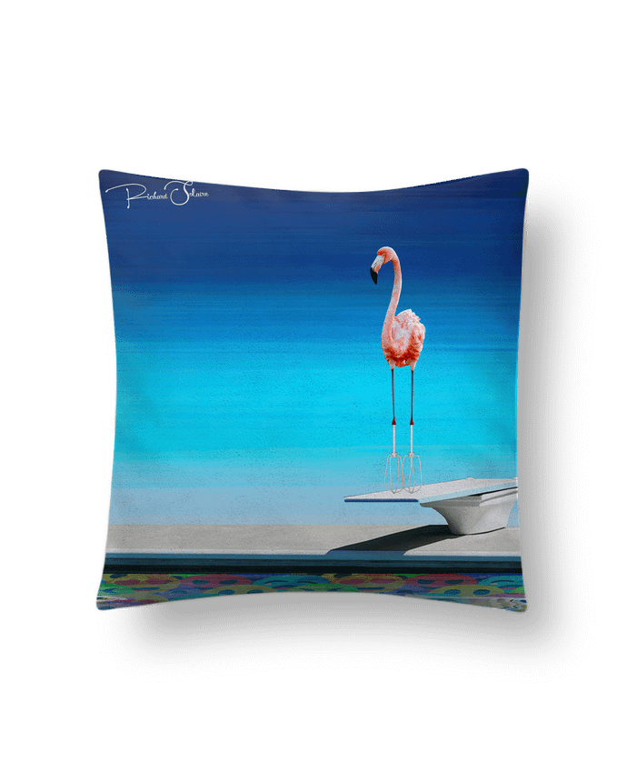 Coussin suédine Flamingo at the pool par MagicDesign