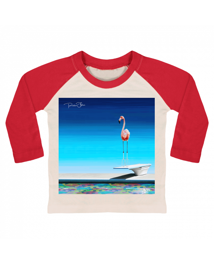 Tee-shirt Bébé Baseball ML Flamingo at the pool par MagicDesign