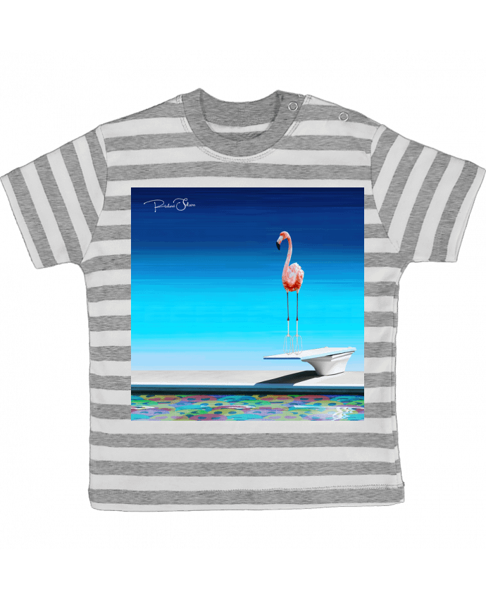 Tee-shirt bébé à rayures Flamingo at the pool par MagicDesign