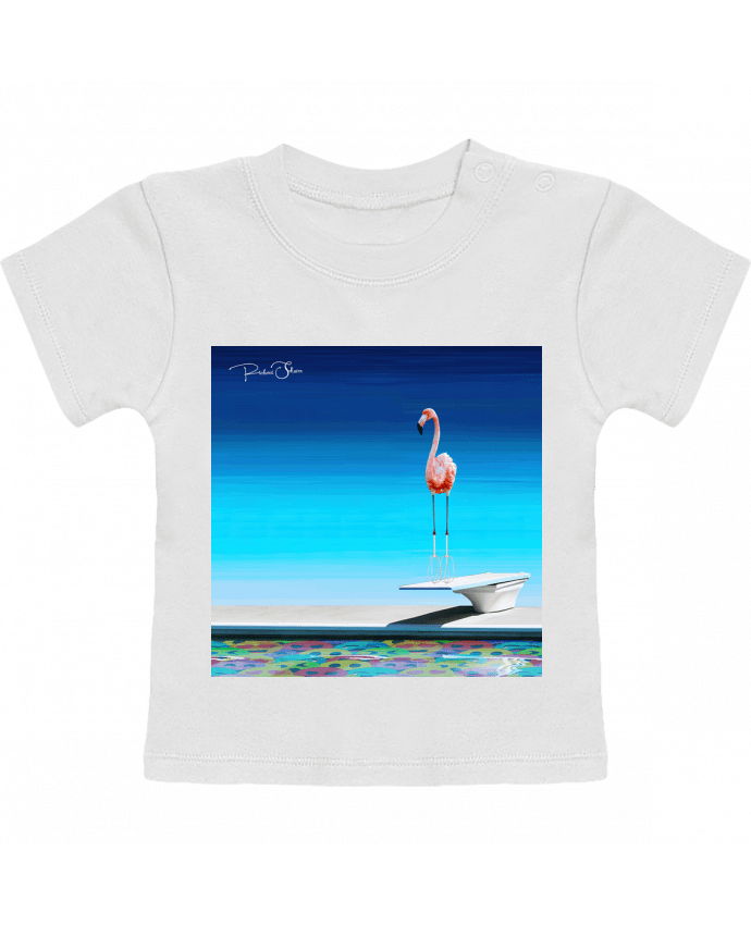 T-shirt bébé Flamingo at the pool manches courtes du designer MagicDesign