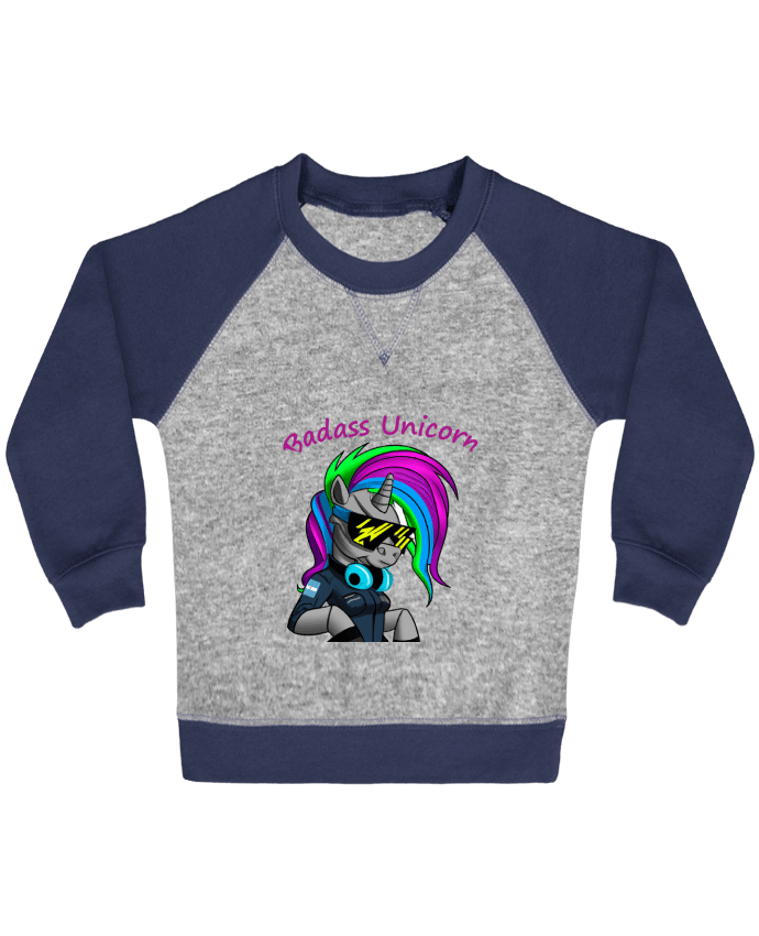 Sweat bébé manches contrastée Licorne Cyberpunk Badass par Le monde des licornes