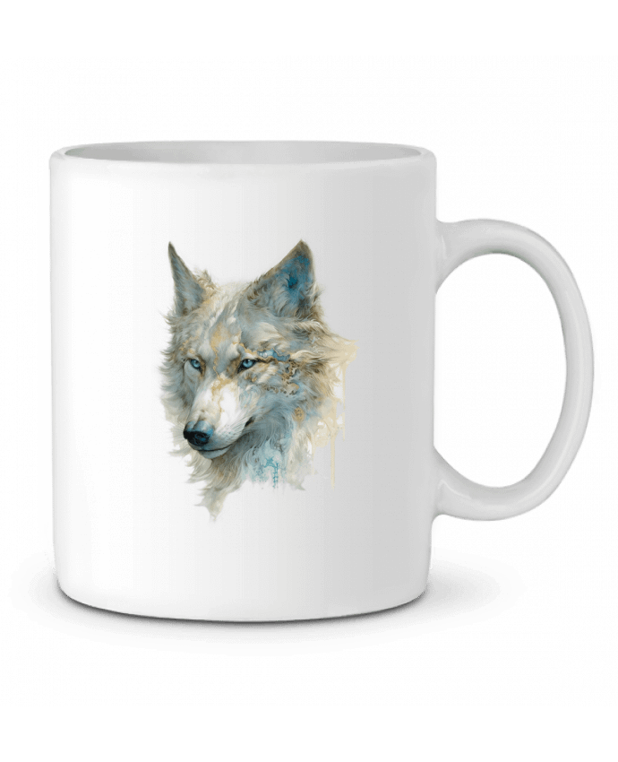 Mug  Lobo detallado, un toque dorado y azul par a-Creations