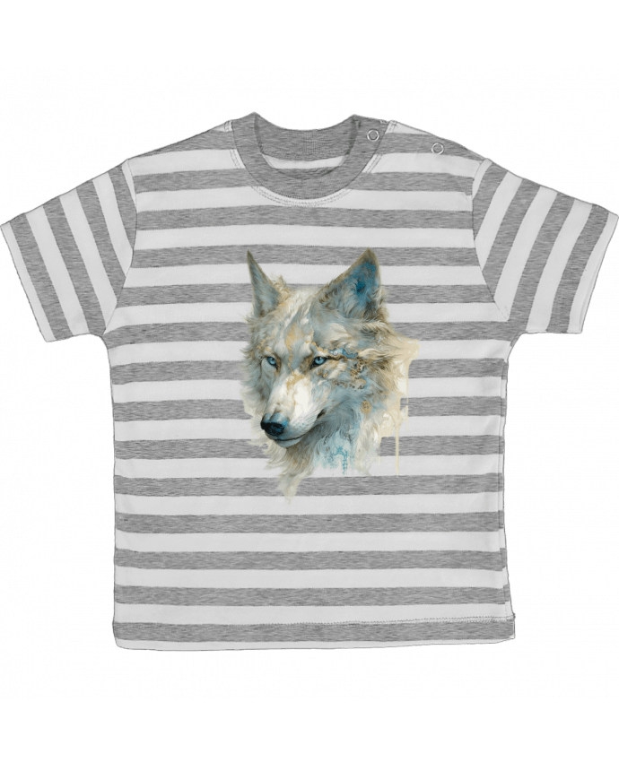 Tee-shirt bébé à rayures Lobo detallado, un toque dorado y azul par a-Creations