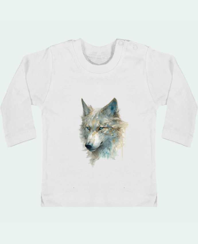 T-shirt bébé Lobo detallado, un toque dorado y azul manches longues du designer a-Creations