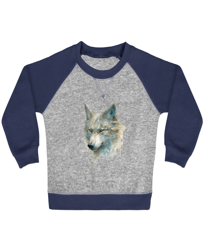 Sweat bébé manches contrastée Lobo detallado, un toque dorado y azul par a-Creations