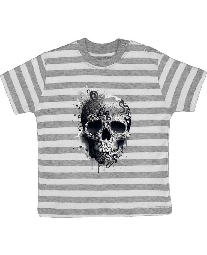 Tee-shirt bébé à rayures Skull Art par Kraazy