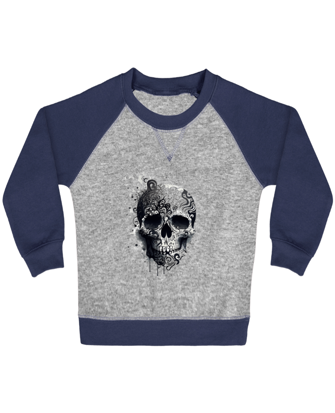 Sweat bébé manches contrastée Skull Art par Kraazy