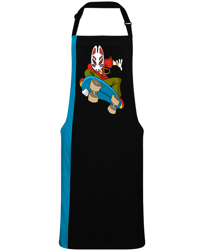 Tablier bicolore Renard étrange en skateboard par  LAGUENY
