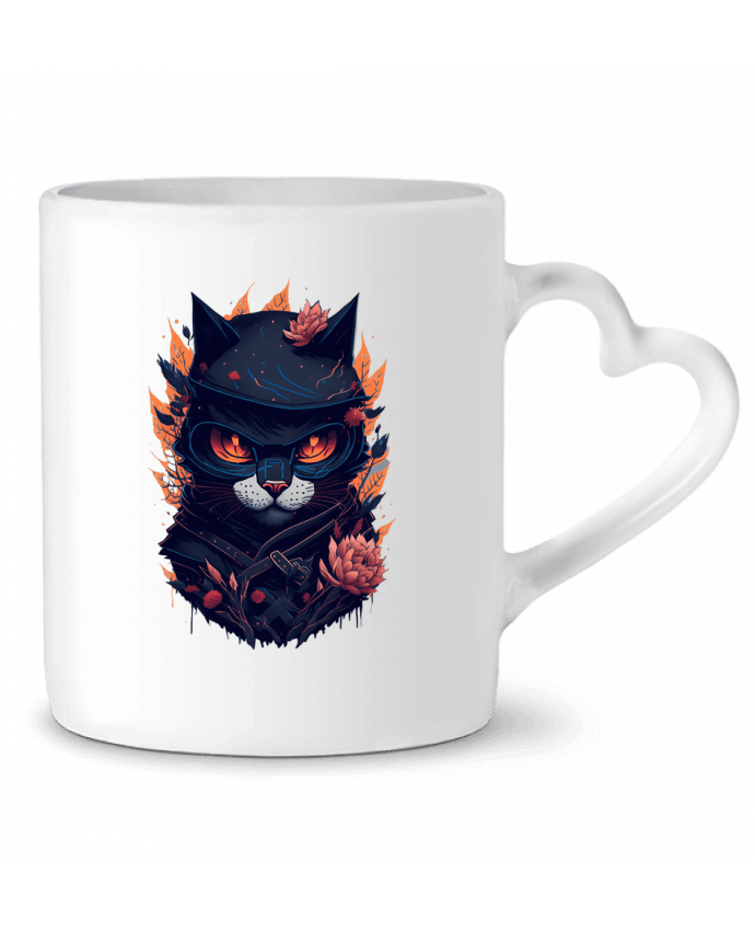 Mug coeur Ninja Chat : Design Unique et Amusant pour les Amoureux des Chats et Ninjas par créatif-de