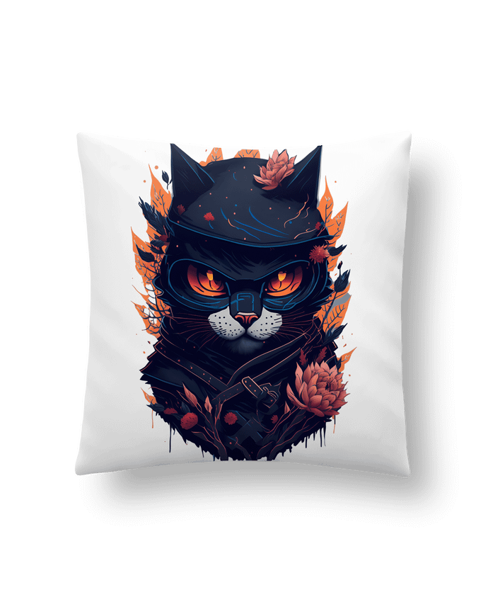 Coussin Ninja Chat : Design Unique et Amusant pour les Amoureux des Chats et Ninjas par créatif-desi