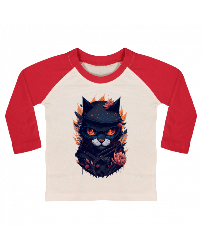 Tee-shirt Bébé Baseball ML Ninja Chat : Design Unique et Amusant pour les Amoureux des Chats et Ninj