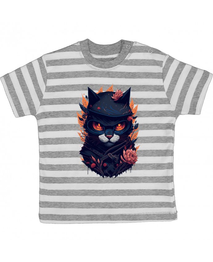 Tee-shirt bébé à rayures Ninja Chat : Design Unique et Amusant pour les Amoureux des Chats et Ninjas