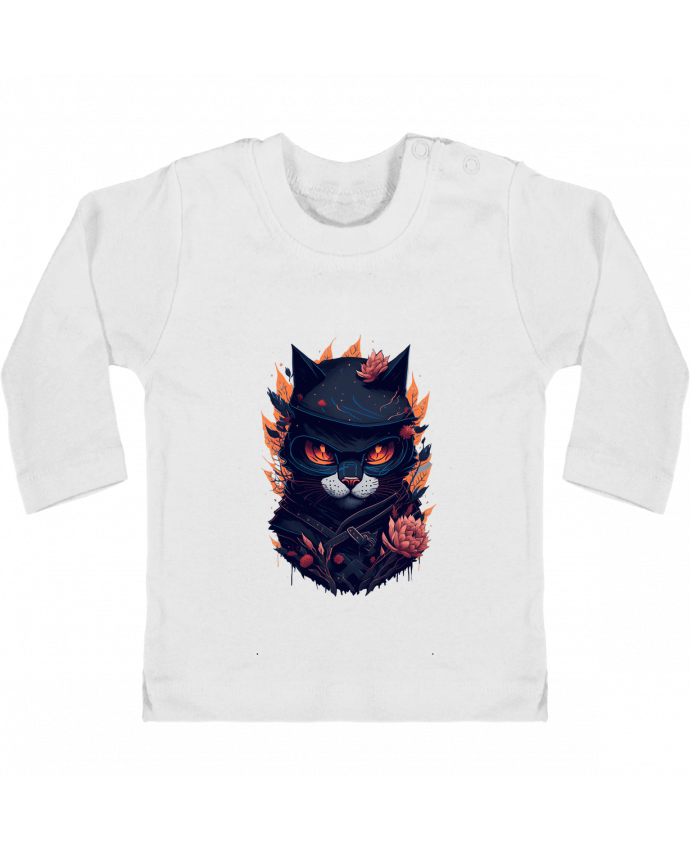 T-shirt bébé Ninja Chat : Design Unique et Amusant pour les Amoureux des Chats et Ninjas manches lon