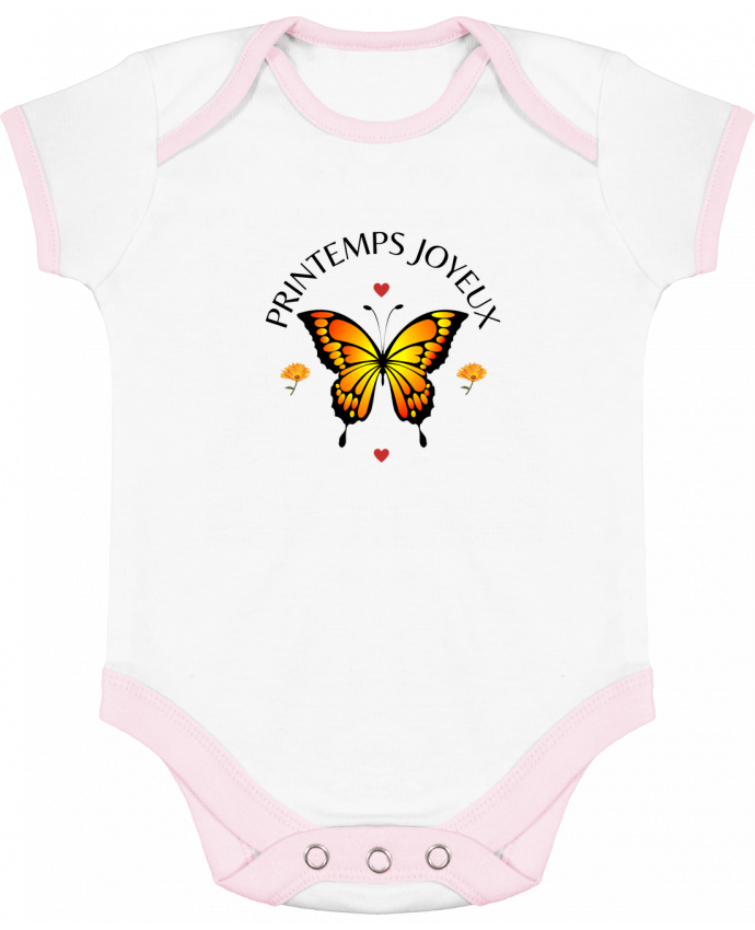 Body bébé manches contrastées PAPILLON par EliseDesign