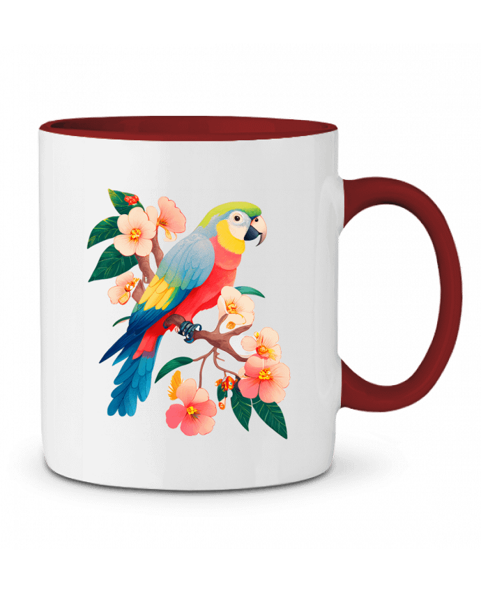 Mug bicolore perroquet fleurie EliseDesign