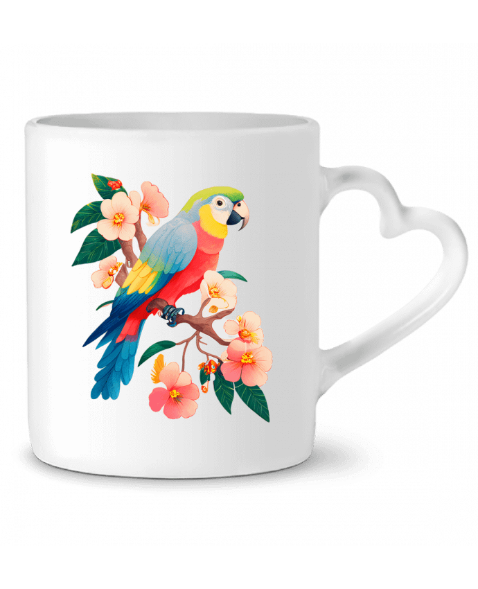 Mug coeur perroquet fleurie par EliseDesign