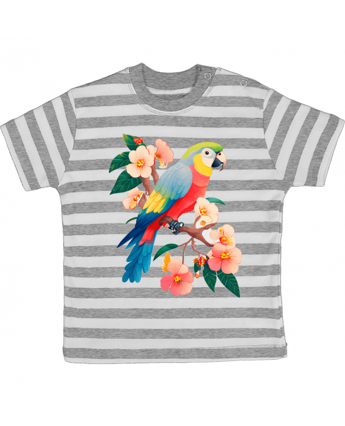 Tee-shirt bébé à rayures perroquet fleurie par EliseDesign