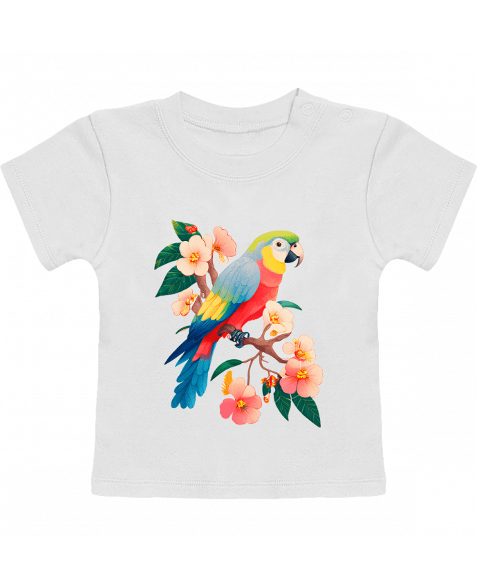 T-shirt bébé perroquet fleurie manches courtes du designer EliseDesign