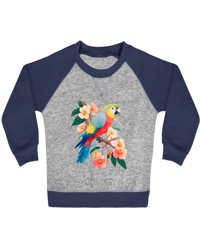 Sweat bébé manches contrastée perroquet fleurie par EliseDesign