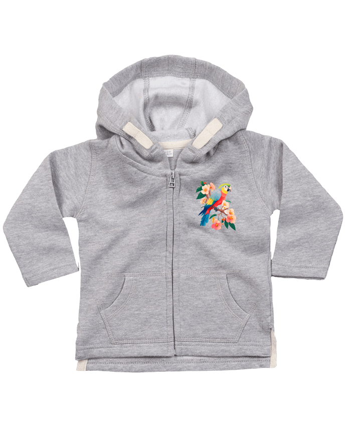 Sweat à capuche bébé zippé perroquet fleurie par EliseDesign