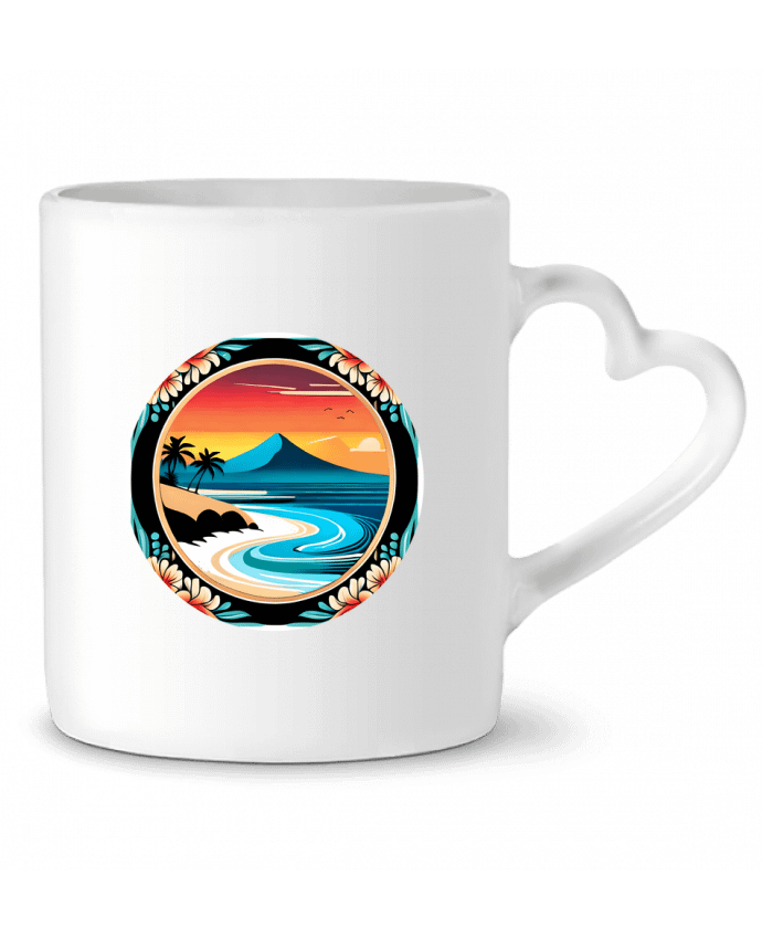 Mug coeur plage fleurie par EliseDesign