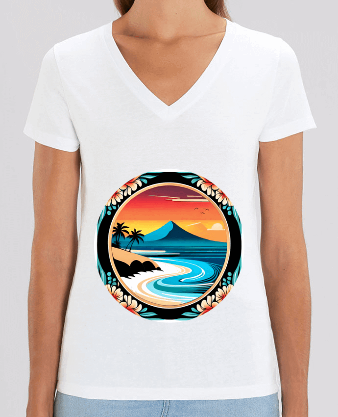 Tee-shirt femme plage fleurie Par  EliseDesign