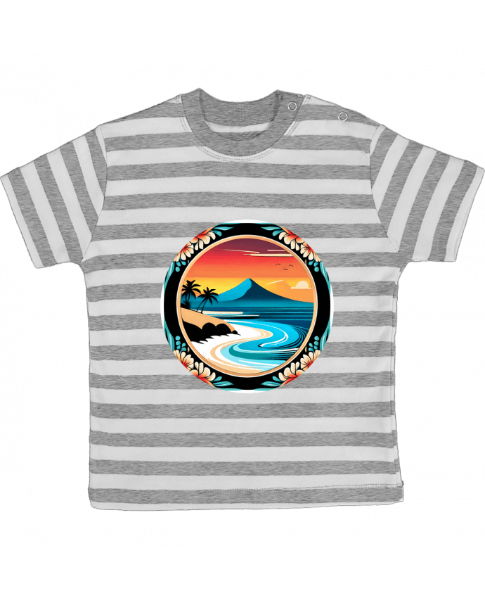 Tee-shirt bébé à rayures plage fleurie par EliseDesign