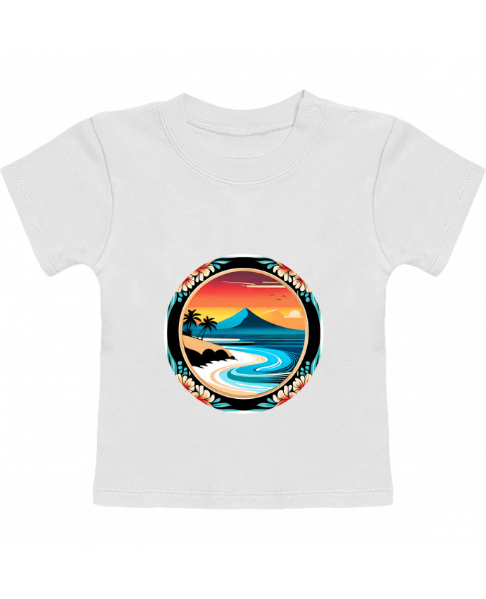 T-shirt bébé plage fleurie manches courtes du designer EliseDesign