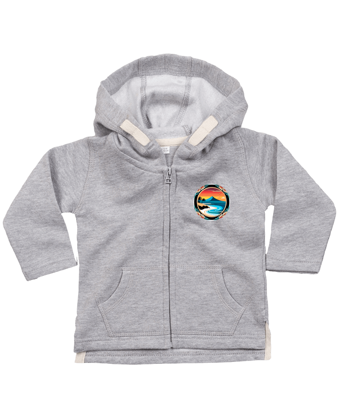 Sweat à capuche bébé zippé plage fleurie par EliseDesign