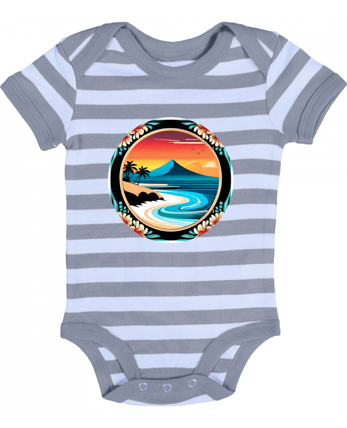 Body Bébé Rayé plage fleurie - EliseDesign