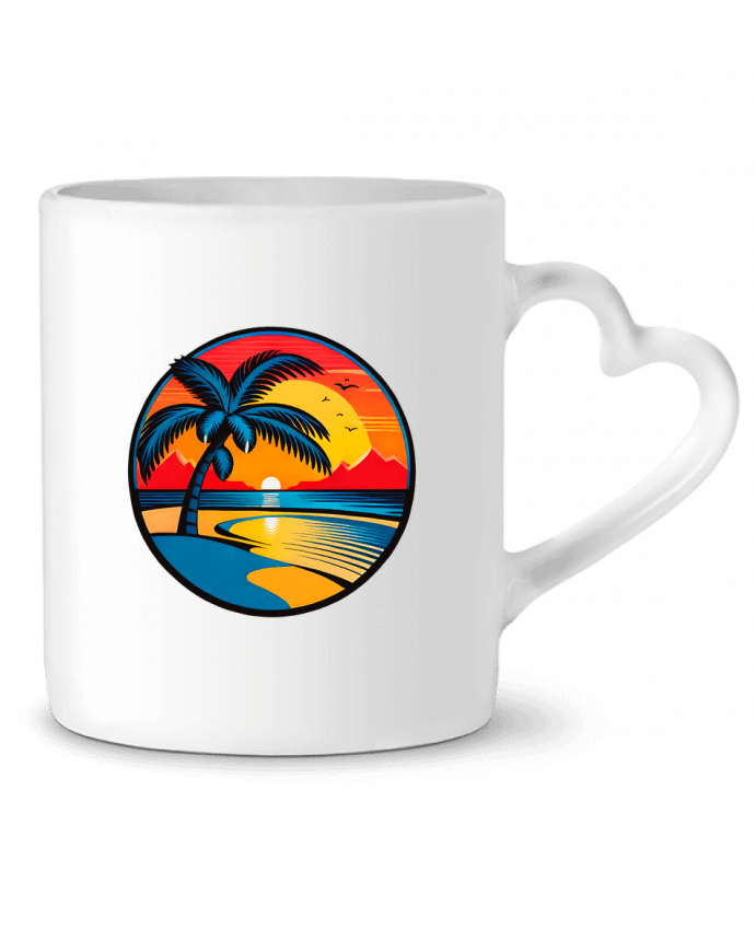 Mug coeur plage palmier sable par EliseDesign