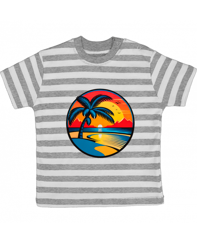 Tee-shirt bébé à rayures plage palmier sable par EliseDesign