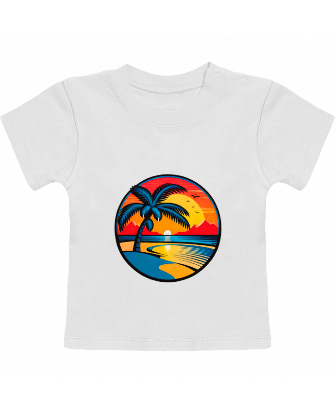 T-shirt bébé plage palmier sable manches courtes du designer EliseDesign