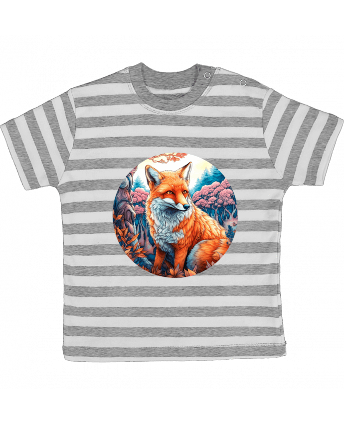 Tee-shirt bébé à rayures loup coloré par EliseDesign