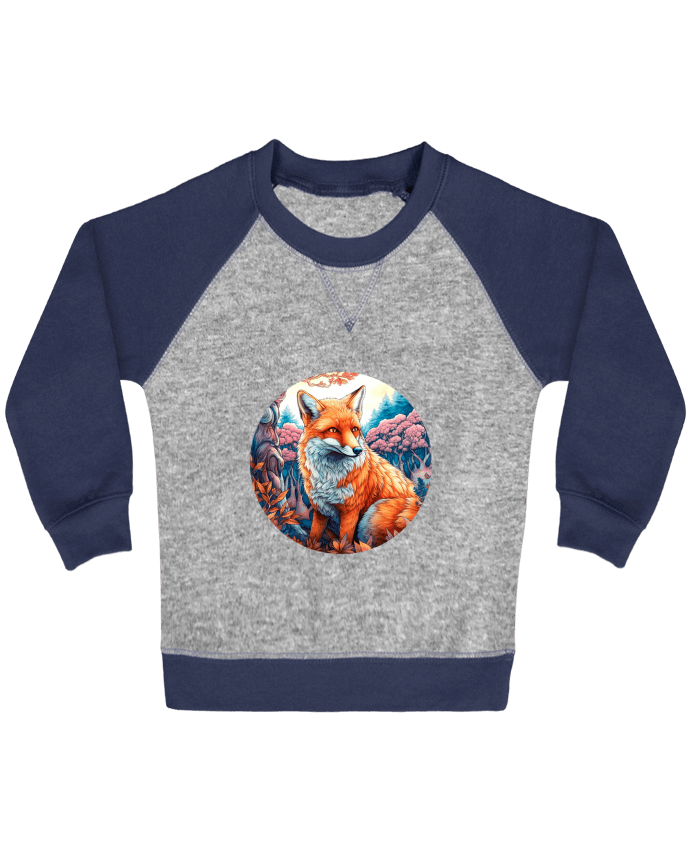 Sweat bébé manches contrastée loup coloré par EliseDesign