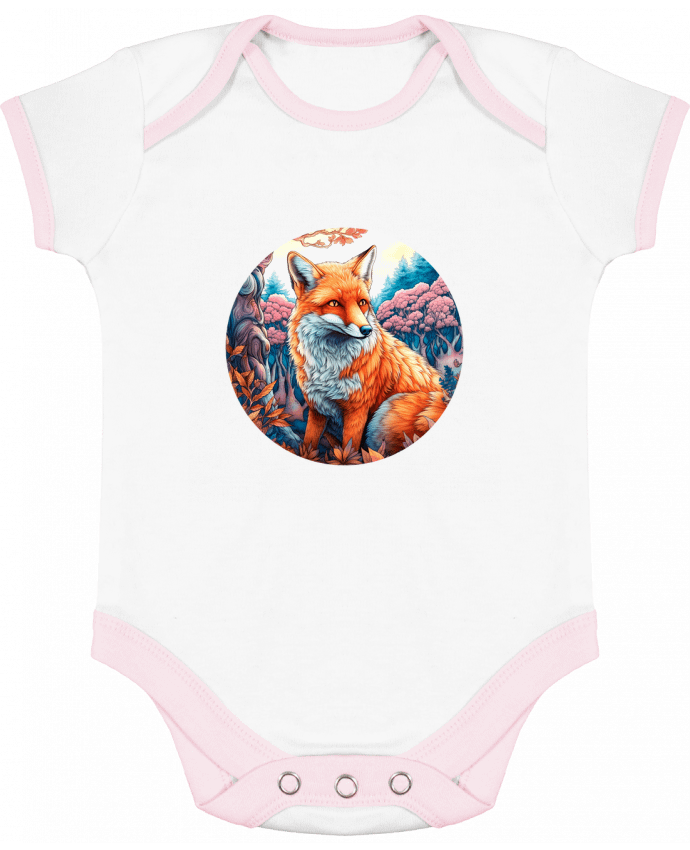 Body bébé manches contrastées loup coloré par EliseDesign