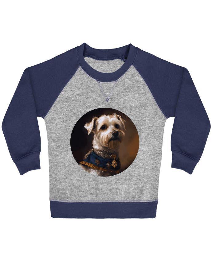 Sweat bébé manches contrastée chien médaillé par EliseDesign