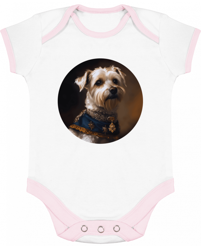 Body bébé manches contrastées chien médaillé par EliseDesign