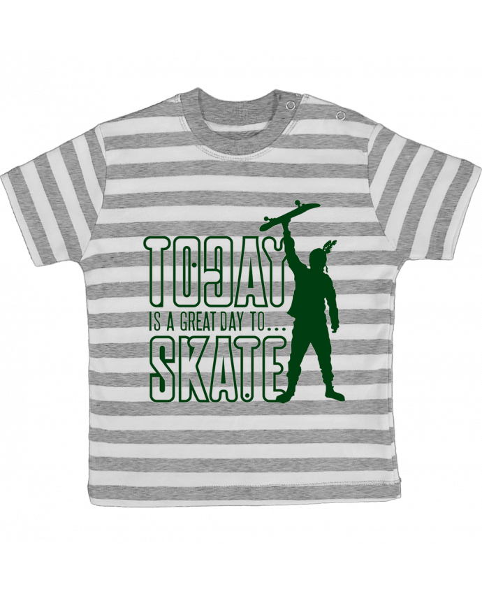 Tee-shirt bébé à rayures Today is a Great Day to Skate - Green par Geronimo Gorilla SylverBack