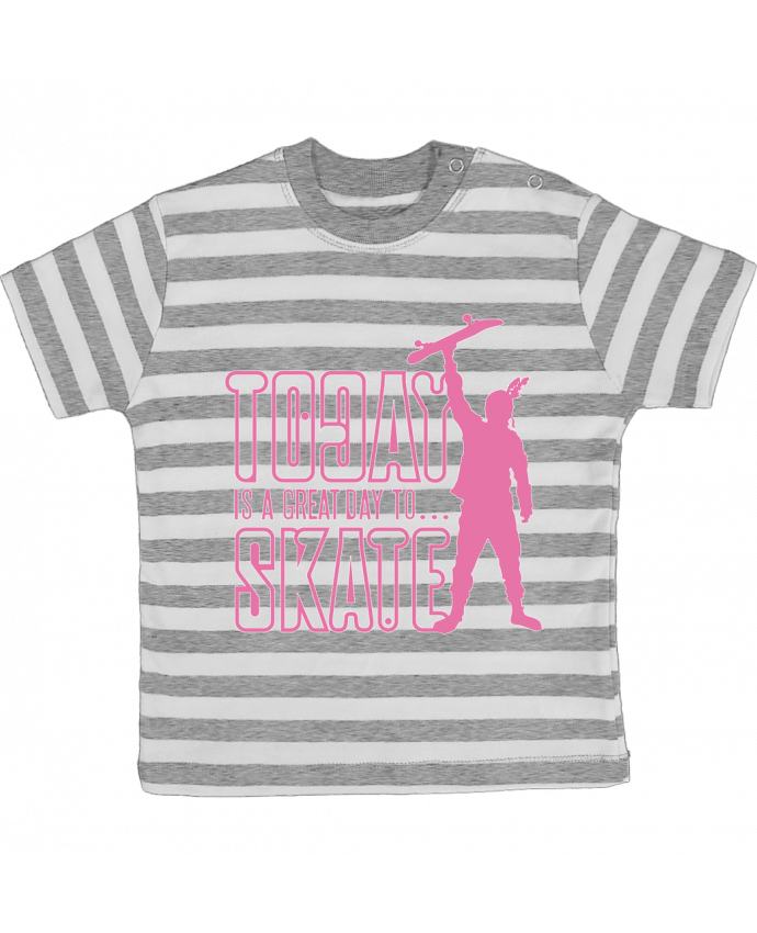 Tee-shirt bébé à rayures Today is a Great Day to Skate - Pink par Geronimo Gorilla SylverBack