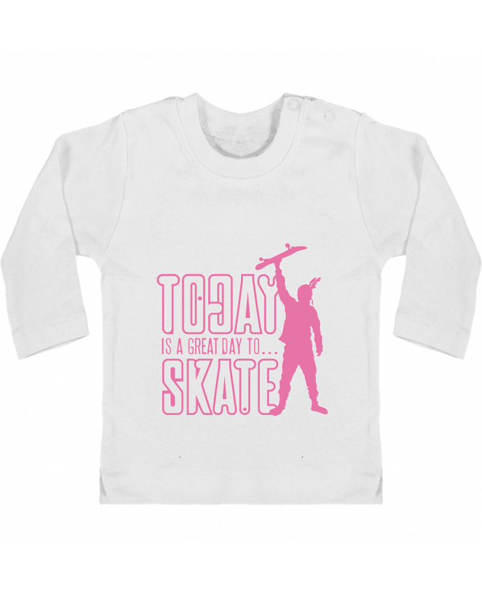 T-shirt bébé Today is a Great Day to Skate - Pink manches longues du designer Geronimo Gorilla Sylve