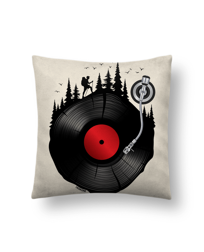 Coussin suédine Musique Forestière Vinyle par LM2Kone