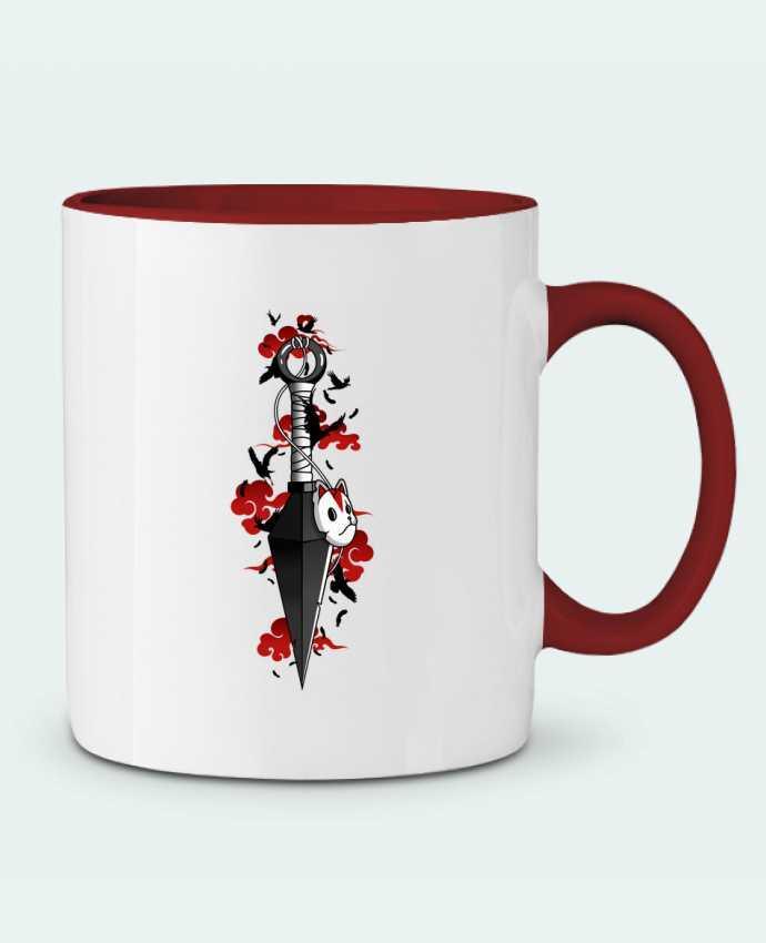 Mug bicolore Kunai nuages rouges corbeaux - Japonais LM2Kone