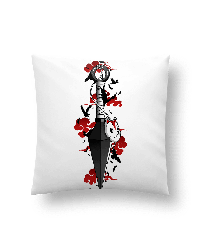 Coussin Kunai nuages rouges corbeaux - Japonais par LM2Kone