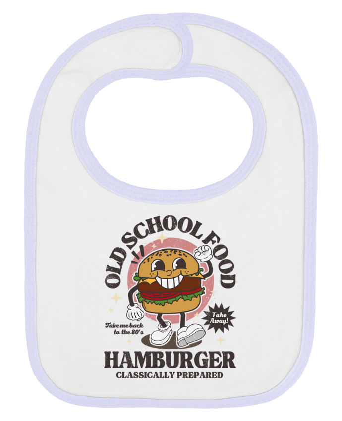 Bavoir bébé uni Old school Food - Hamburger par LM2Kone