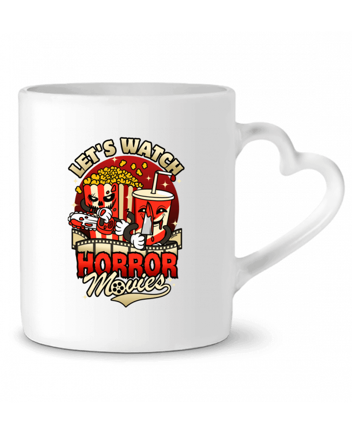 Mug coeur Regardons des films d'horreur - Collations par LM2Kone