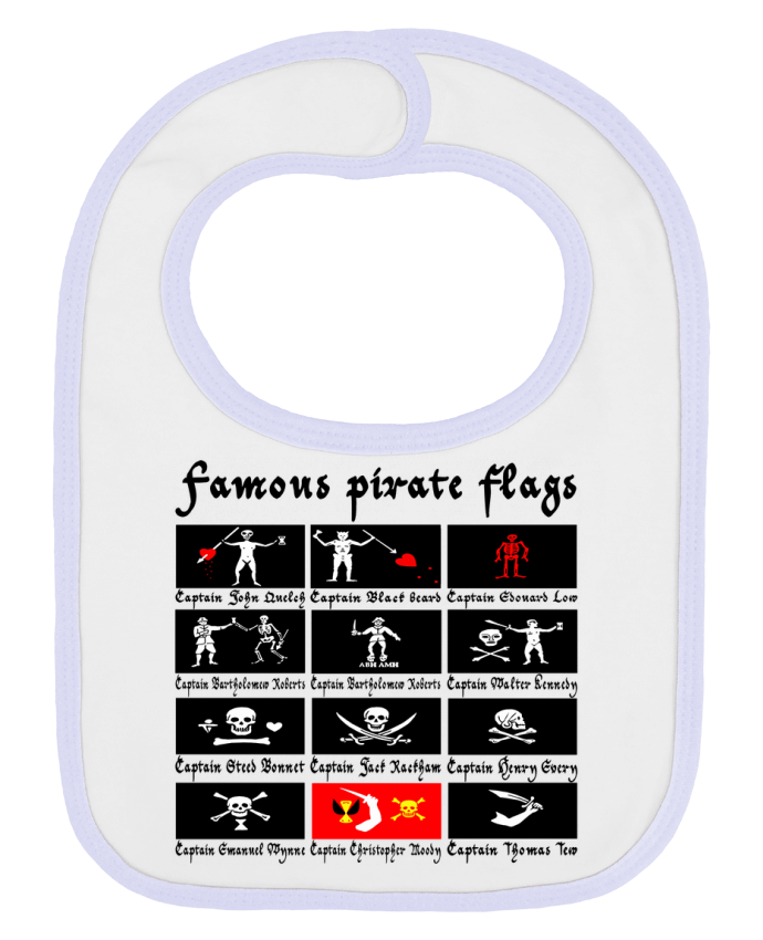 Bavoir bébé uni Drapeaux pirates célèbres par LAGUENY