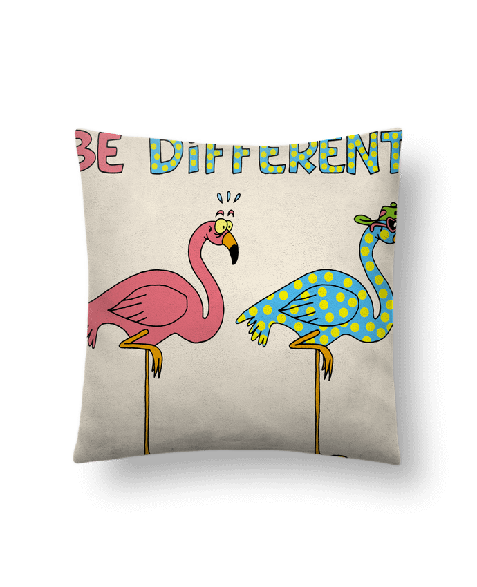 Coussin suédine Flamant rose différent par LAGUENY