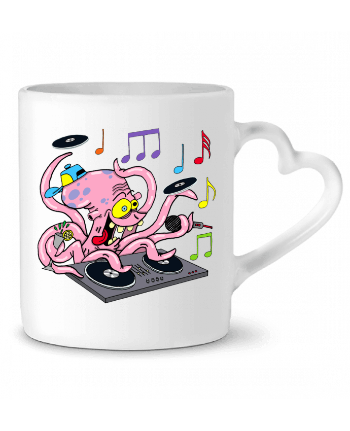 Mug coeur Pieuvre deejay par LAGUENY