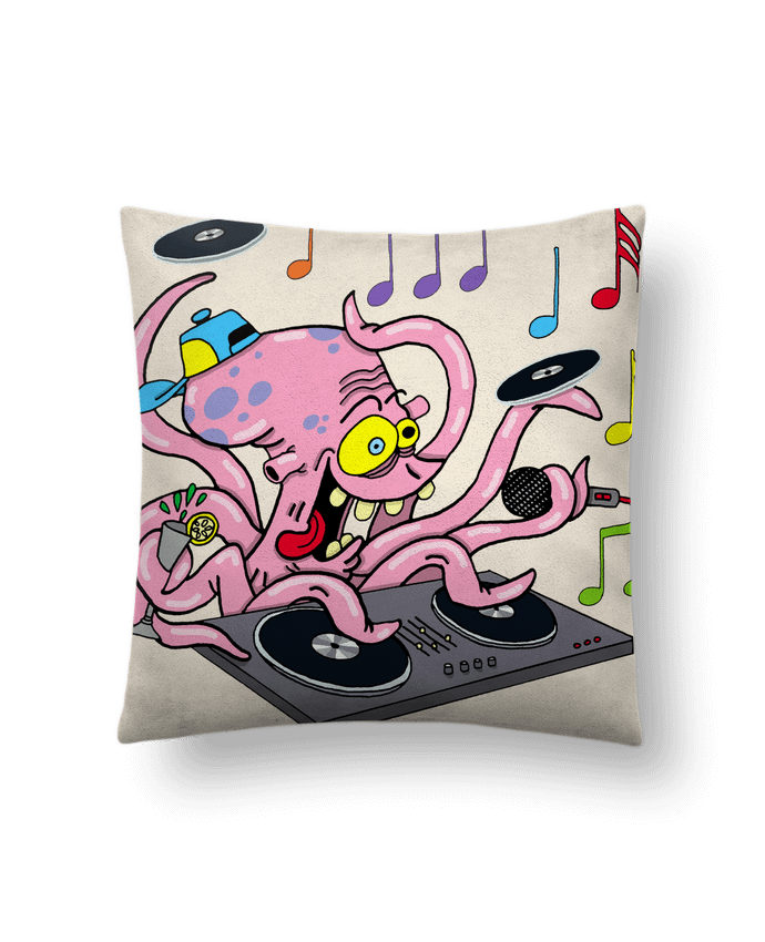 Coussin suédine Pieuvre deejay par LAGUENY